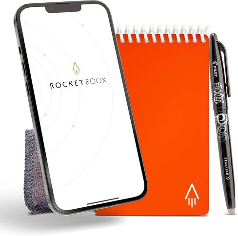 Rocketbook Smart Reusable Notebook - Dotted Grid Eco-Friendly Notebook with 1 Pilot Frixion Pen & 1 Microfiber Cloth Included - Atomic Red Cover, Mini Size (3.5" x 5.5") in Saudi Arabia