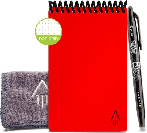 Rocketbook Smart Reusable Notebook - Dotted Grid Eco-Friendly Notebook with 1 Pilot Frixion Pen & 1 Microfiber Cloth Included - Atomic Red Cover, Mini Size (3.5" x 5.5") in Saudi Arabia