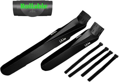 مجموعة واقيات الطين للدراجة MTB القابلة للدوران مكونة من قطعتين، حاجز أمامي وخلفي للدراجات الجبلية واقي الطين للدراجة مع أشرطة لاصقة وحلقة سهلة التعبئة، أسود in Kuwait