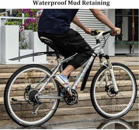 مجموعة واقيات الطين للدراجة MTB القابلة للدوران مكونة من قطعتين، حاجز أمامي وخلفي للدراجات الجبلية واقي الطين للدراجة مع أشرطة لاصقة وحلقة سهلة التعبئة، أسود in Kuwait