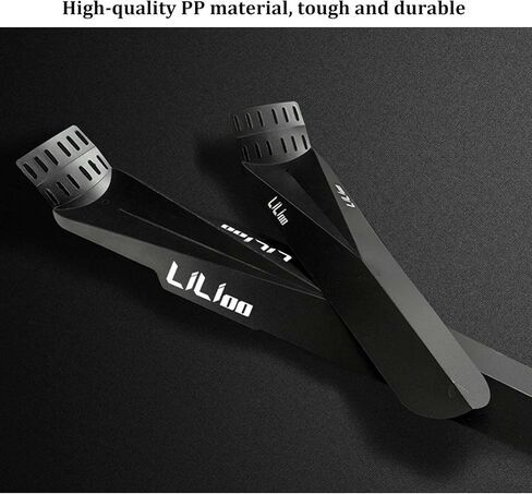 مجموعة واقيات الطين للدراجة MTB القابلة للدوران مكونة من قطعتين، حاجز أمامي وخلفي للدراجات الجبلية واقي الطين للدراجة مع أشرطة لاصقة وحلقة سهلة التعبئة، أسود in Kuwait