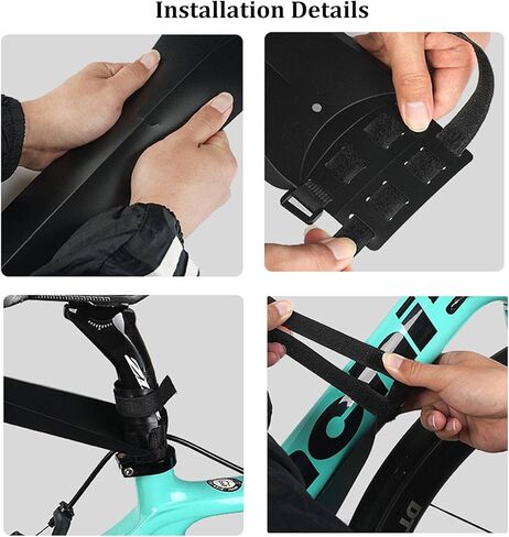 مجموعة واقيات الطين للدراجة MTB القابلة للدوران مكونة من قطعتين، حاجز أمامي وخلفي للدراجات الجبلية واقي الطين للدراجة مع أشرطة لاصقة وحلقة سهلة التعبئة، أسود in Kuwait