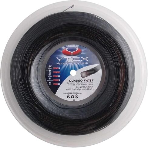 YTEX Quadro Twist Black Tennis Racquet String (16 Gauge, 1.26mm) in Saudi Arabia