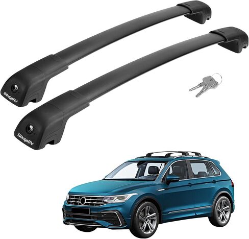 BougeRV Roof Rack Cross Bars Compatible with Volkswagen VW Atlas 2017-2024 with Anti-Theft Lock Aluminum Anti-Rust Crossbars for Roof Cargo Carrier Bag Kayak Canoe Bike Luggage Snowboard, Black in Saudi Arabia
