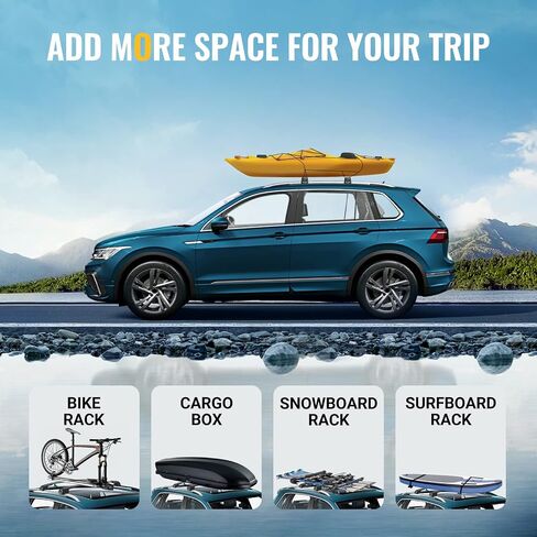 BougeRV Roof Rack Cross Bars Compatible with Volkswagen VW Atlas 2017-2024 with Anti-Theft Lock Aluminum Anti-Rust Crossbars for Roof Cargo Carrier Bag Kayak Canoe Bike Luggage Snowboard, Black in Saudi Arabia