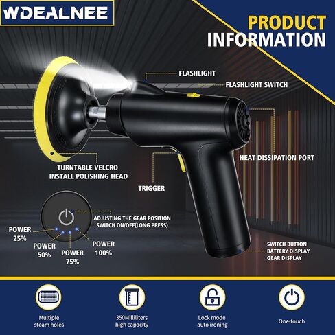 جهاز تلميع/شمع السيارة اللاسلكي مع بطارية عالية السعة 5000 مللي أمبير في الساعة، 3 سرعات متغيرة 1000 - 1600 OPM طقم تلميع عازل خفيف الوزن لتفصيل السيارة/إزالة الشعر بالشمع/التلميع in Kuwait