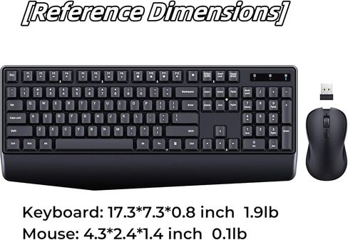 مجموعة لوحة مفاتيح وماوس لاسلكية، لوحة مفاتيح كمبيوتر مريحة كاملة الحجم 2.4 جيجا مع مسند للمعصم وماوس لاسلكي قابل للتعديل بـ 3 مستويات DPI لأجهزة Windows/MacOS وأجهزة الكمبيوتر المكتبية/المحمولة in Kuwait