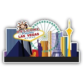 ملصق ملصق Las Vegas Welcome City - ملصق فينيل مقاوم للماء لمصد السيارة والكمبيوتر المحمول وزجاجة المياه والأمتعة والجدار والنافذة