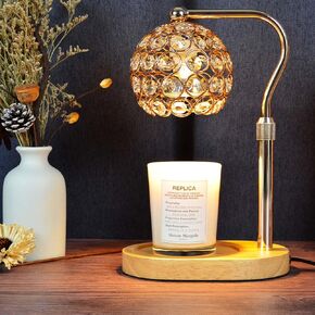 Candle Wax Warmer, Gold Electric Dimmable Candle Warmer Lamp with Timer, Height Adjustable, Imitation Crystal, Cozy Home Decor Gifts for Mom Women Birthday, Goodbye Gifts for Coworkers