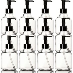 Youngever 6 Pack Plastic Pump Bottles, Clear Refillable Plastic Pump Bottles with Travel Lock (8 Ounce)