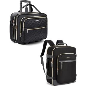 BAGSMART Rolling Laptop Bag Women and Travel Backpack