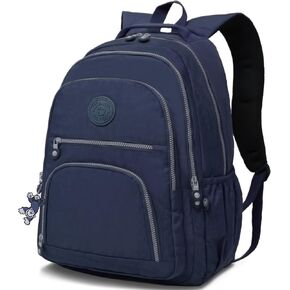 Black Nylon Travel Laptop Backpack Book Bag for Men Women Lightweight School Backpack for College Water Resistant Casual Daypack Computer Backpack for Work Hiking - Fits 17 Inch+ Laptop