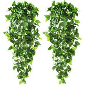 2 Pcs Fake Hanging Plants,Artificial Ivy Leaves,Vines,Fake Ivy,Suitable for Wall Home Living Room Indoor and Outdoor Decoration,Wedding Room Terrace Office Decoration.