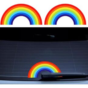 2 Pcs Rainbow Sticker Car Rear Windshield Wiper Sticker Reflective Stickers Automotive Decals