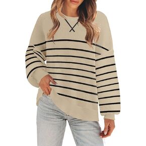 ETCYY Womens Sweaters 2024 Fall Clothes Oversized Long Sleeve Striped Shirts Lightweight Color Block Knit Pullover Tops