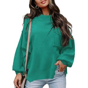 Women's Fall Sweaters 2024 Long Sleeve Crew Neck Knitted Tops Casual Striped Oversized Pullover Sweater Tops
