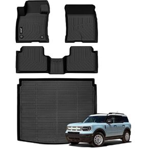 Jenofa-Car Floor Mats & Cargo Liner for Ford Bronco Sport 2021-2025 All Weather Floor Mats Set Custom Full Set High Edge Waterproof Durable Floor Liners for 2024 Bronco Sport Accessories Black