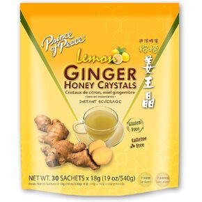 Prince of Peace Instant Lemon Ginger Honey Crystals, 30 Sachets – Instant Hot or Cold Beverage – Easy to Brew Ginger and Honey Crystals
