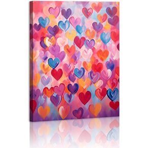 Typruye Colorful Heart Graffiti Canvas Print Abstract Canvas Wall Art Paintings Colorful Pictures for Bedroom Bathroom Decor Office Bedroom Living Room Children's room 12"x16"