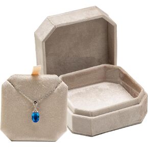 Velvet Necklace Pendant Gift Box Jewelry Display Storage Case Organizer Holder for Wedding, Engagement, Proposal, Birthday and Anniversary (Blush Peach)