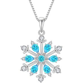 Snowflake Necklace 925 Sterling Silver Snowflake Pendant Necklace Winter Jewelry Frozen Snowflake Necklace Birthday Gifts for Women