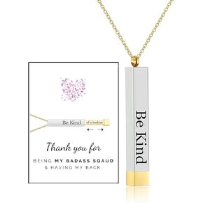 Be Kind Of A Badass Necklace, Rose Gold Silver Gold Stainless Steel Pendant Necklaces Inspirational Hidden Message Friendship Necklace For Women Men Jewelry Gift