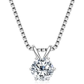 WOAINI Moissanite Pendant Necklaces for Women, Solitaire Moissanite Necklace Pendant, 18" & 2" Extender, Valentine's Day Anniversary Birthday Gift for Lady, 925 Sterling Silver 18K Gold Plated