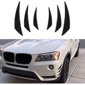 6PCS Car Spoiler Canards Kit, Universal Auto Front Bumper Lip Splitter, Fender Side Vents Stickers Soft Fins Spoiler Kit, Decoration Strip Car Accessories for Car Body (Bright Black)