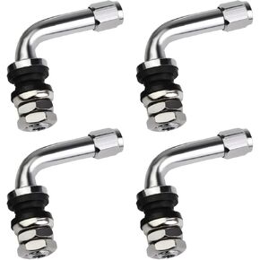 4 PCS Tire Valve Stem, 45 Degree Angled Copper Tire Valve Extender Adapter, Vacuum Tires Bolt-in Valve Stems Extension for Car Motorcycle, Tire Inflating Car Accessories