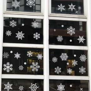 Shining Snowflakes Window Clings, 9 Sheets Glitter Snowflake Stickers DIY Removable New Year Decoration for Windows Glass Wall Door PVC Static Window Sticker for Valentine's Day Holiday Party(Silver)