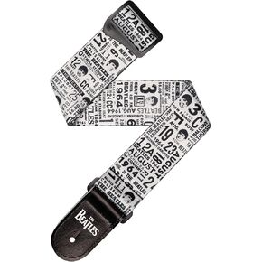 D'Addario Beatles Guitar Strap - Guitar Accessories - Electric Guitar Strap, Acoustic Guitar Strap, Acoustic Electric Guitar Strap & Bass Guitar Strap - Polypropylene - Black, Large