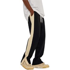 Floerns Men's Colorblock Drawstring High Waist Baggy Sweatpants Split Hem Athletic Pants