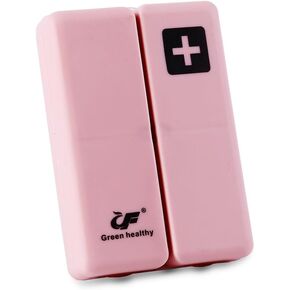 Daily Magnetic Pill Box Organizer, 7 Tray Travel Size Medicine Case Container, Cute Small Pocket Pill Dispenser Capsule Reminder Tracker for Medication, Fish Oil, Supplement, Tablets, Pink