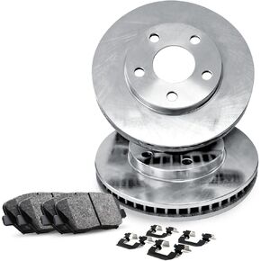 R1 Concepts Front Brakes and Rotors Kit |Front Brake Pads| Brake Rotors and Pads| Ceramic Brake Pads and Rotors |Hardware Kit |fits 2017-2020 Mitsubishi Mirage, 2017-2020 Mitsubishi Mirage G4