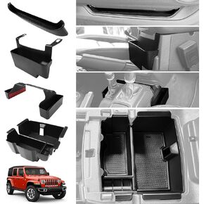 Center Console Organizer Fit for 2018-2023 Jeep Wrangler JL JLU 4XE&Gladiator JT Gear Shift Console Side Tray Grab Bar Tray Passenger Hanging Armrest Storage Box for Wrangler/Gladiator (4-piece)