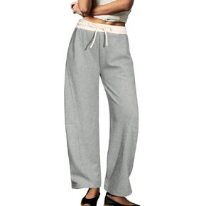 سراويل رياضية نسائية واسعة الساق من ALSOGO بخصر متباين ورباط كاجوال فضفاضة للركض مع جيوب لخريف 2024 in Kuwait