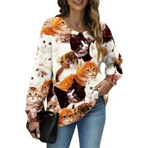 Women Christmas Sweater Graphic Oversized Long Sleeve Boho Printed Loose Fit Casual Knit Pullover Sweaters Top