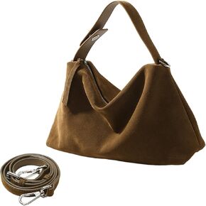 Genuine Leather Suede Tote Bags for Women, Suede Purse Suede Handbag Vintage Suede Slouchy Hobo Shoulder Crossbody Bag