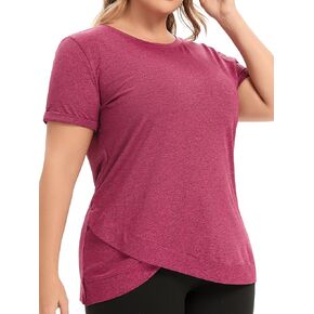 FOREYOND المرأة حجم كبير تجريب القمم تجريب الرياضة تي شيرت فضفاض صالح رياضي اليوغا القمم تشغيل قمصان قصيرة الأكمام in Kuwait