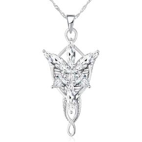 Valman Lord of The Ring Arwen Evenstar Pendant Necklace Evenstar Necklacewith Cubic Zirconia,Elvish Jewelry for Women