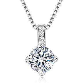Moissanite Necklace for Women, 1-3CT 925 Sterling Silver Jewelry D Color Pendant Gift for Wife Girlfriend Mom Daughter on Anniversary Birthday Christmas