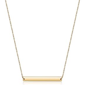 Gold Vertical/Horizontal Bar Necklace Stainless Steel Do not fade Gold Plated blank Bar Necklace Layered Necklace for Women Adjustable Chain Sounenir Adult Jewelry