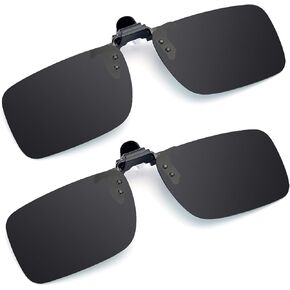 Clip On Sunglasses Men – 2 Pack Rimless Anti Glare Flip Up Women Polarized Sunglass Over Prescription Glasses