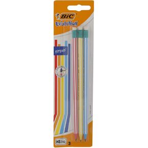 BIC Evolution 646 HB Pencil with Eraser (Pack of 12 in Assorted Colours