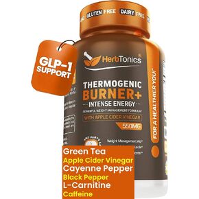 Herbtonics Thermogenic Burner Capsules | Energy Boost Support for Women and Men | Intense Energy - 120 Vegetarian Pills (2 Pack)