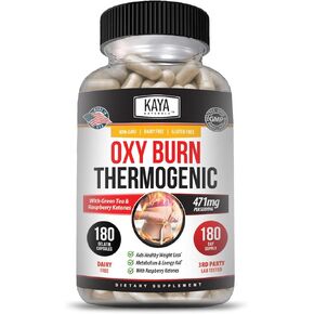 Kaya Naturals Oxy Burn - Thermogenic Herbal Formula for Active Living – Non-GMO & Gluten-Free – 180 Count