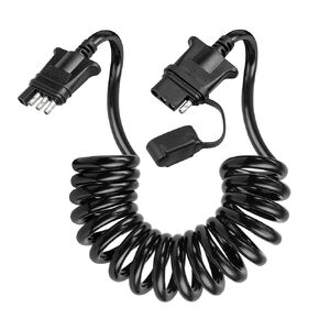 Oyviny 4 Pin Trailer Extension Coiled Cable 7.5FT, Vehicle Side and Trailer Side 4 Pin Trailer Wire Extension 18AWG Stretchable Trailer Light Extension Pure Copper Wires