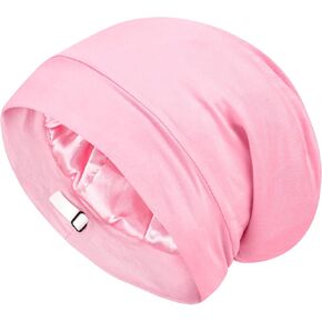 FADACHY Satin Bonnet Double-Layered Adjustable Sleep Cap Hair Wrap for Hair Protection, Unisex Beanie Hat