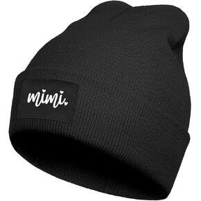 Slouchy Knit Mimi Beanie Hat Winter Hats Skull Cap for Grandma Black