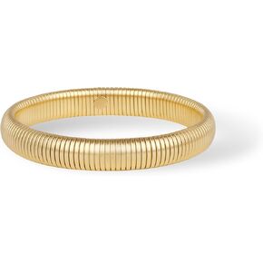 Gold Bangles Bracelets for Women - Chunky Bangles Bracelets Set, 14K Gold Plated Stainless Steel Stretch Bracelets, Flexible Wide Thick Stackable Bracelets Set, Gold Jewelry Gifts for Women